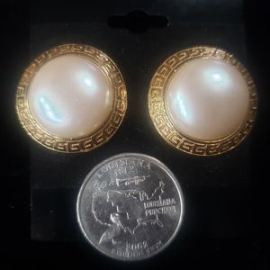Givenchy simulated pearl gold tone clipon earrings